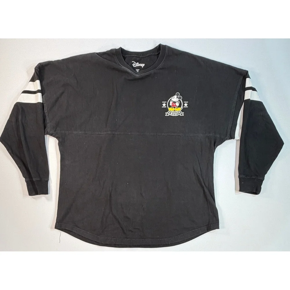 Disney Mickey Mouse Spirit Jersey‎ Black Long Sleeve Shirt Kids Large 12/14